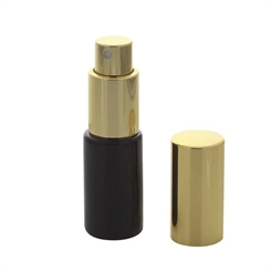 Parfümflakon Kosmetex Zerstäuber, schwarz Glas 10ml Flakon für Parfum, Cologne, leer mit Zerstäuber Gold
