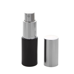 Parfümflakon Kosmetex Zerstäuber, schwarzes Glas 10ml Flakon für Parfum, Cologne, leer mit Zerstäuber Silber