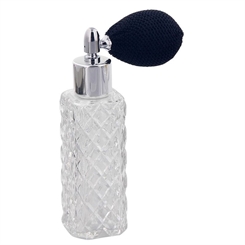 Kosmetex Glas-Flakon mit Kristallschliff-Art, 40ml Parfum, Raumduft, leer mit Ballpumpe Silber