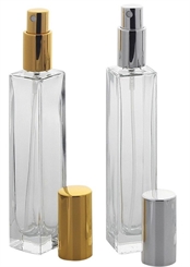 2 Glas-Flakon, Parfüm-Zerstäuber, leer, 50 ml Kosmetex, gold und silber 