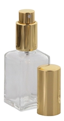 Kubischer Parfümflakon Glas mit Zerstäuber, Kosmetex Flakon für Parfum Colognes, leer 30ml Gold