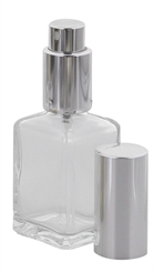 Kubischer Parfümflakon Glas mit Zerstäuber, Kosmetex eckiger Flakon für Parfum Colognes, leer 30ml Silber