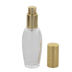 Parfümflakon Glas mit Zerstäuber, 30ml Kosmetex Flakon ovale Form für Parfum, Colognes, leer Gold