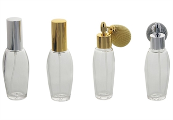 Parfümflakon Glas mit Zerstäuber, 30ml Kosmetex Flakon ovale Form für Parfum, Colognes, leer 