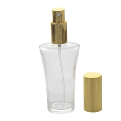Parfümflakon Glas mit Zerstäuber, 50 ml Kosmetex Flakon für Parfum, Colognes, leer zum selber Befüllen Gold