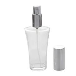 Parfümflakon Glas mit Zerstäuber, 50 ml Kosmetex Flakon für Parfum, Colognes, leer zum selber Befüllen Silber