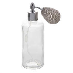 Kosmetex Parfümflakon mit Ballpumpe, Glas 100ml Flakon für Parfum Colognes, leer Silber