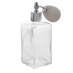 Kubischer Parfümflakon mit Ballpumpe, Glas Kosmetex Flakon für Parfum Colognes, leer 100ml Silber