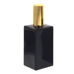 Schwarzer Glas-Flakon mit goldenem Zerstäuber, 100ml Kosmetex Parfüm-Zerstäuber, leer Schwarz-Gold