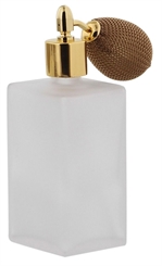 Matt Glas-Flakon m. Gold Ballpumpe, Kosmetex Kubischer 100 ml Parfüm-Zerstäuber 1 x gold