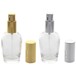 Kosmetex Glas-Flakon mit Zerstäuber, 50ml Parfüm-Zerstäuber für Parfum, Colognes, leer 2er Set