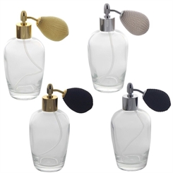 Bauchiger Parfümflakon mit Ballpumpe, Glas 100ml Kosmetex Flakon für Parfum Colognes, leer 