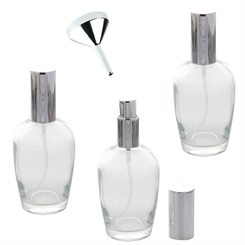 Parfümflakon Glas mit Zerstäuber, 100 ml Kosmetex Flakon Flaschenform für Parfum, Colognes, leer 