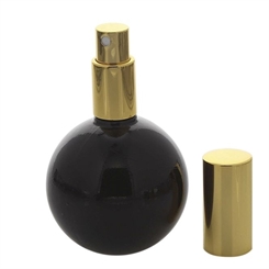 Parfümflakon Kosmetex Zerstäuber, rund, schwarz, glänzend 100 ml Flakon für Parfum, Colognes, leer Gold
