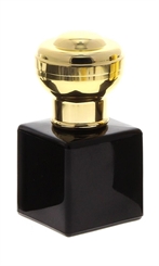 Glas-Flakon mit goldenem Kugel-Kopf, Zerstäuber 50ml Kosmetex schwarz Glas Parfüm-Zerstäuber, leer Gold Kugelkappe