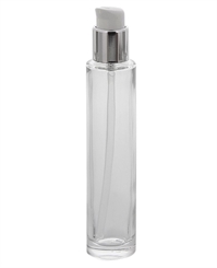 Runder Glas-Flakon 15 ml m. Pumper, Gel-Spender, Kosmetex Pumpflasche, Gel, Lotion-Spender, leer 