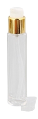 Runder Glas-Flakon 30 ml m. Gold Pumper, Gel-Spender, Kosmetex Pumpflasche, Gel, Lotion-Spender, leer 