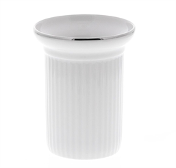 Zahnputz-Becher "Klassik" weiß mit Silber-Rand Platin Kosmetex Porzellan Mundbecher f. Bad Accessoires 