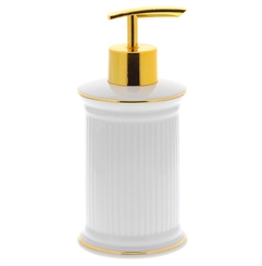 Seifenspender "Klassik" aus Porzellan weiß mit 18kt Goldrand, Kosmetex f. Bad Accessoires 