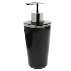 Seifenspender Nero, Schwarz mit Silber Platinrand Kosmetex Bad Pump-Spender Lotionflasche aus Porzellan Seifenspender