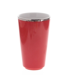 Zahnputz-Becher aus Porzellan, Rot mit Silber Platin-Rand Kosmetex "Rosso" Bad Accessoires 