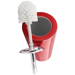 WC-Bürste Garnitur "Rosso" Rot mit 18 Karat Platin versilbert, Silber-Rand, Kosmetex Klobürste Porzellan WC Bürstengarnitur 