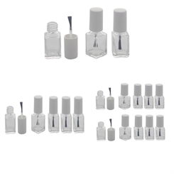 Glasklare leere Nagellack-Flasche mit Pinsel, für Selbstabfüller, Kappe weiß, 6ml, Kosmetex 