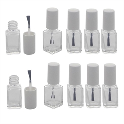 Glasklare leere Nagellack-Flasche mit Pinsel, für Selbstabfüller, Kappe weiss, 6ml, Kosmetex 10 Stück