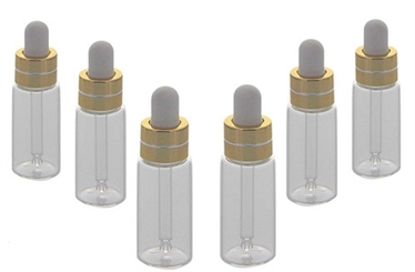 Serumflaschen Kosmetex, Gold mit Pipette kleine Pipettenflasche je 5 ml Volumen mit weißer Silikonpipette 6× gold