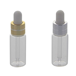 Serumflaschen Kosmetex, Gold und Silber kleine Pipettenflasche je 5 ml Volumen mit Silikon Pipette 1× Mix Gold+Silber