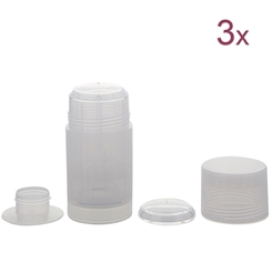 Deo Stick Flasche 75ml, Kosmetex, leer, Kunststoff, nachfüllbar, für selbsthergestellte Deos, tropfsichere Konsistenzen, 3 Stück 3 Stück