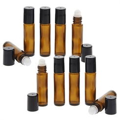 Braunglas Deostick 10ml, Kosmetex leere Roll-on-Flasche mit Deo-Roller zum Selbst befüllen 