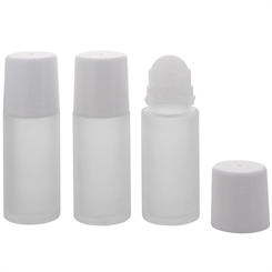 Mattierte leere Deostick Flasche 50ml, Kosmetex Roll-on, Deo-Roller zum Selbst Befüllen, Glas, matt 3 Stück