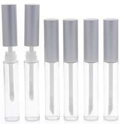 6 glasklare Lipgloss Flaschen mit Applikator, Kappe silber, Kosmetex Lipgloss-Garnitur DIY, leer, 7ml 6 Stück