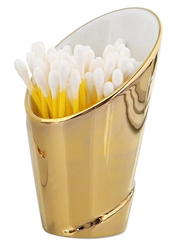 Watte-Stäbchen Spender "Aurum" Porzellan Gold mit 18 Karat vergoldet für Q-Tips, Kosmetex Accessoires 