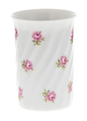 Zahnputzbecher Rose vom Tegernsee, Porzellan weiß mit kleinen Rosen im Dekor, Kosmetex Becher Bad Accessoires 