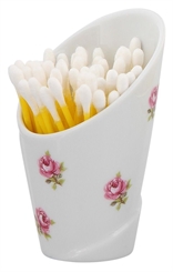 Watte-Stäbchen Spender Q-Tip, Rose vom Tegernsee, Porzellan weiß mit kleinen Rosen im Dekor, Kosmetex Wattestäbchen-box 