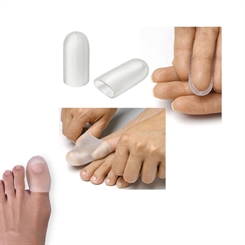 2x Gel Zehenkappe mit Loch, Kosmetex Zehenhaube, Fingerkappe, dehnbar und elastisch Klein