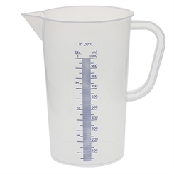 Messbecher 1000 ml, erhabene blaue Skala, Dosierbecher luzent 1000 ml m.Henkel