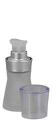 Glas-Flakon, tailliert, matt, m. silber Gel-Spender Kosmetex Pumpspender,15 ml leer 