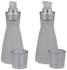 Glas-Flakon, tailliert, matt, m. Gel u. Zerstäuber-Pumpe Kosmetex Pump-Spender, 50 ml leer Gel und Zerstäuber 50 ml