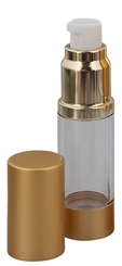 Eleganter Kosmetex Airless Alu 15ml Pumpspender, Gold, Cremespender, Lotion und Gelspender zum selbst Befüllen 