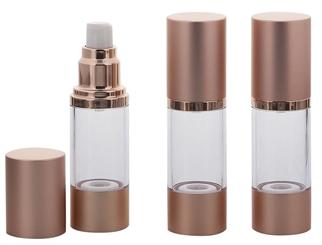 Eleganter Kosmetex Airless Alu Pumpspender Rose-Gold, Rotgold, Cremespender, Lotion und Gelspender zum selbst Befüllen 3x 30ml Rose