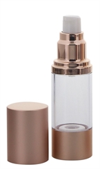 Eleganter Kosmetex Airless Alu Pumpspender, Rose-Gold, Rotgold, 50 ml Cremespender, Lotion und Gelspender zum selbst Befüllen 
