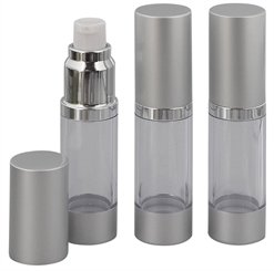 Eleganter Kosmetex Airless Alu 30ml Pumpspender, Silber, Cremespender, Lotion und Gel-Spender zum selbst Befüllen 3x 30ml Silber