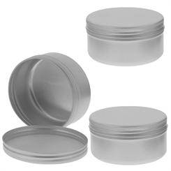 Schraubdose 100ml, Alu-Tiegel aus Aluminium, m. Schraub-Deckel, Kosmetex Kosmetik Alu-Dose, leer, Cremedose 3× 100 ml