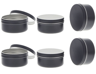 Schwarze Schraubdose, Alu-Tiegel aus Aluminium, leer, 100 ml Kosmetex Black Kosmetik-Dose, Cremedose 6× 100 ml Schwarz