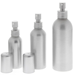 Aluminium-Flaschen m. Lotionspender, Alu Gelspender, leer Kosmetex, bruchsicher, rund 