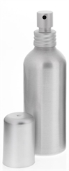 Aluminium-Flasche, Pump-Zerstäuber, Alu Sprühflasche leer, 100 ml Kosmetex, bruchsicher, rund 