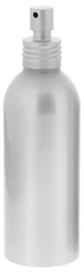 Aluminium-Flasche, Pump-Zerstäuber, Alu Sprühflasche leer, 200ml Kosmetex, bruchsicher, rund 